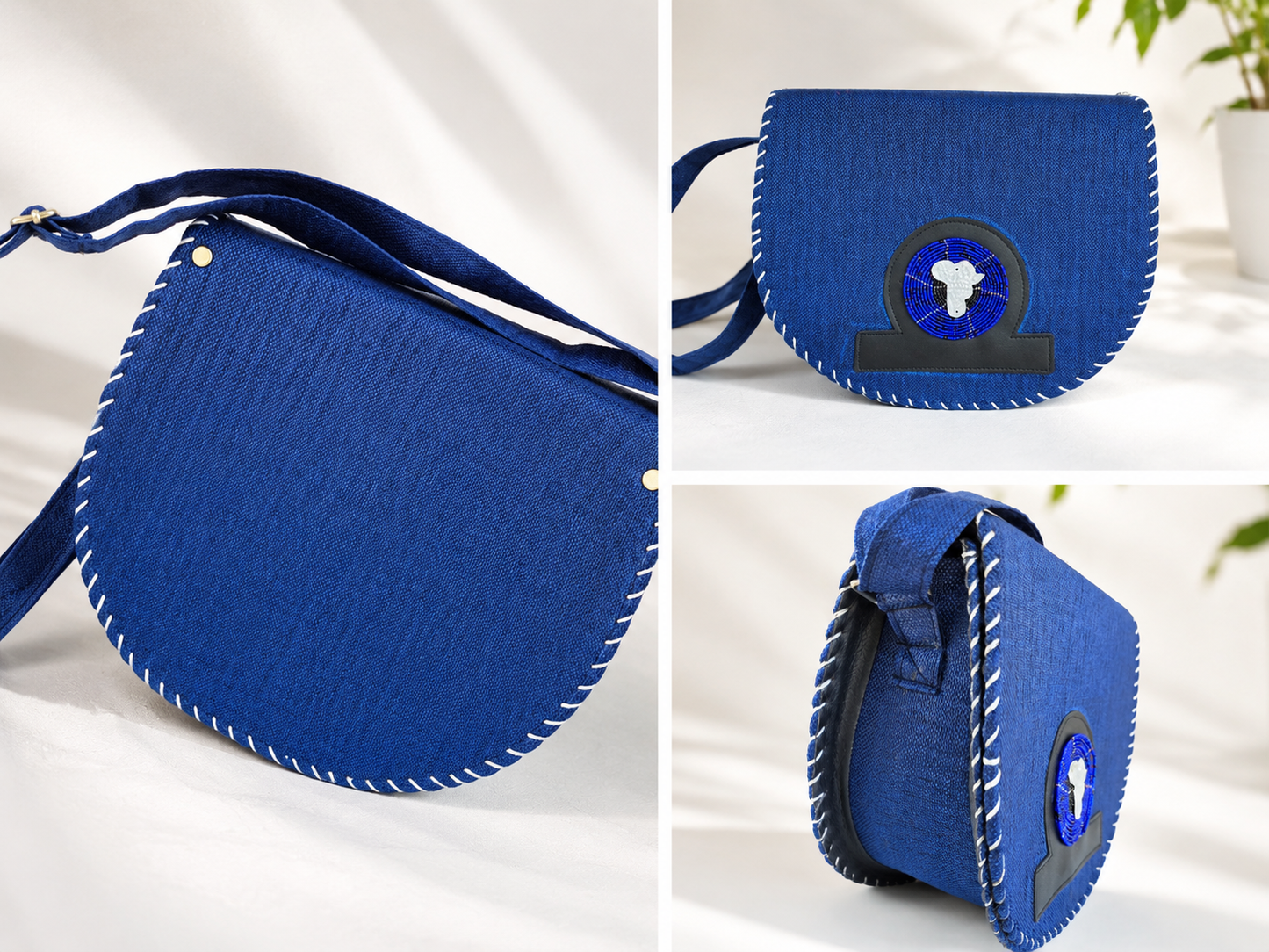 Blue Handmade Crossbody Bag