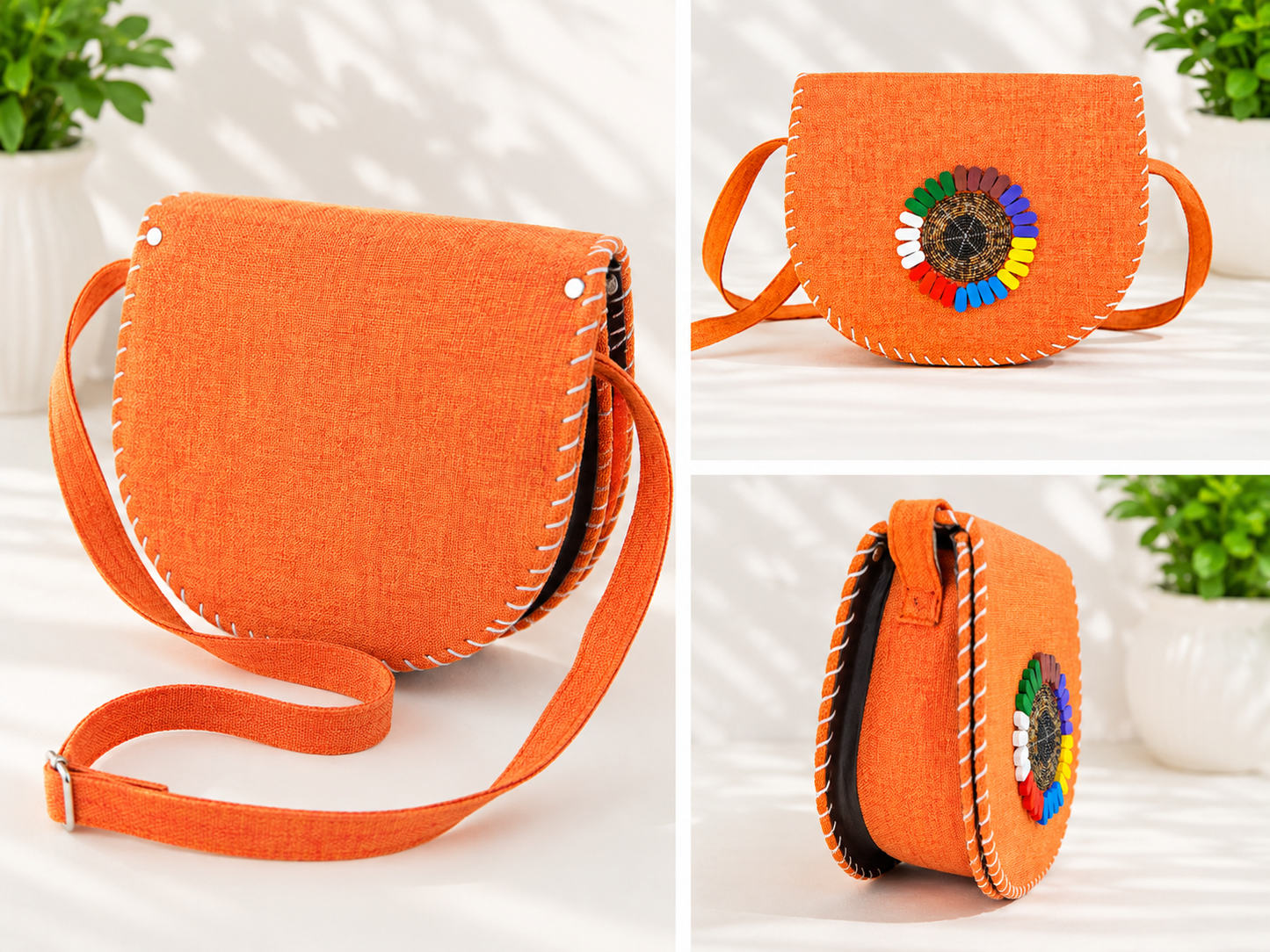 Orange Handmade Crossbody Bag