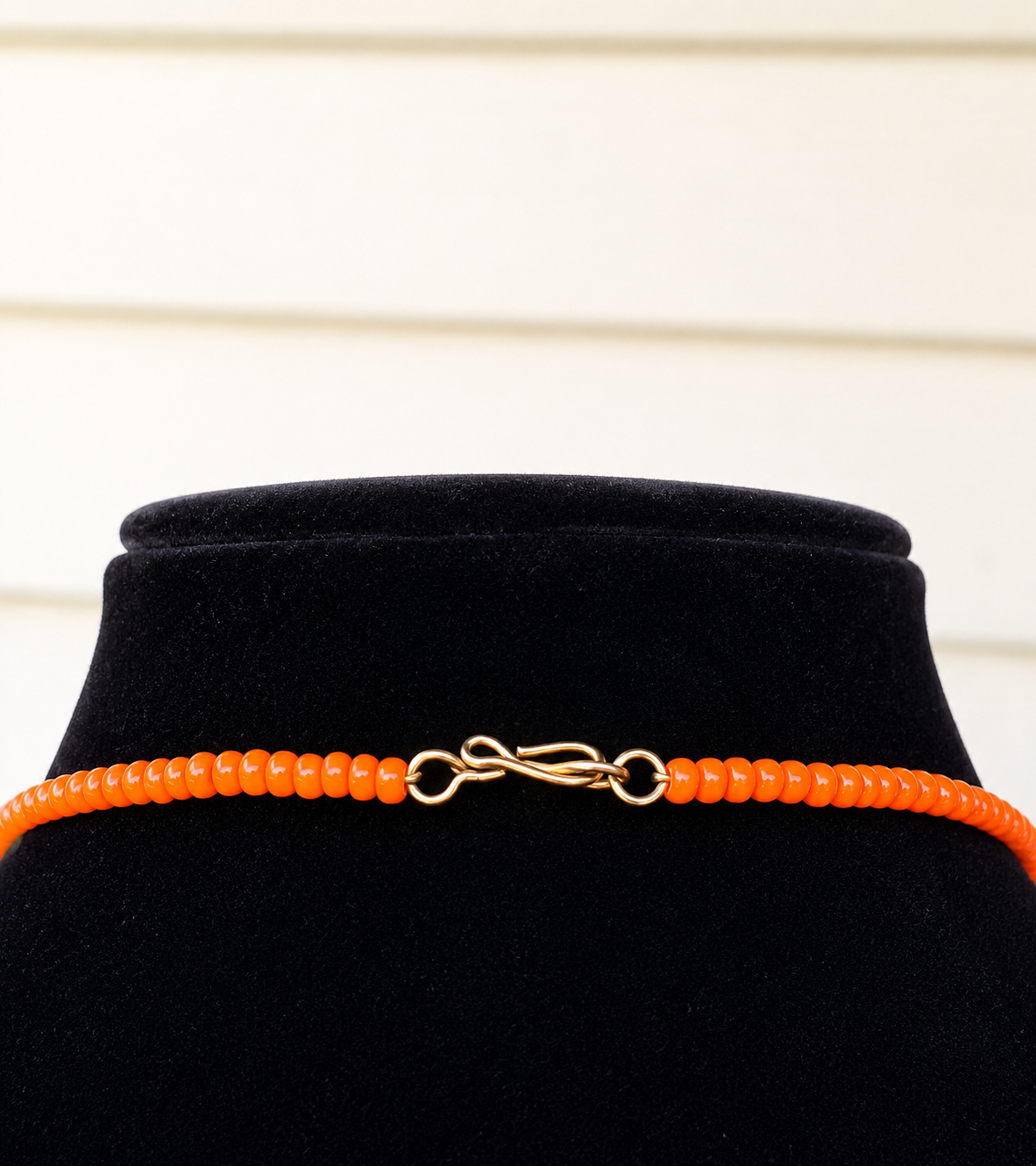 Orange and Gold Beaded Long Necklace