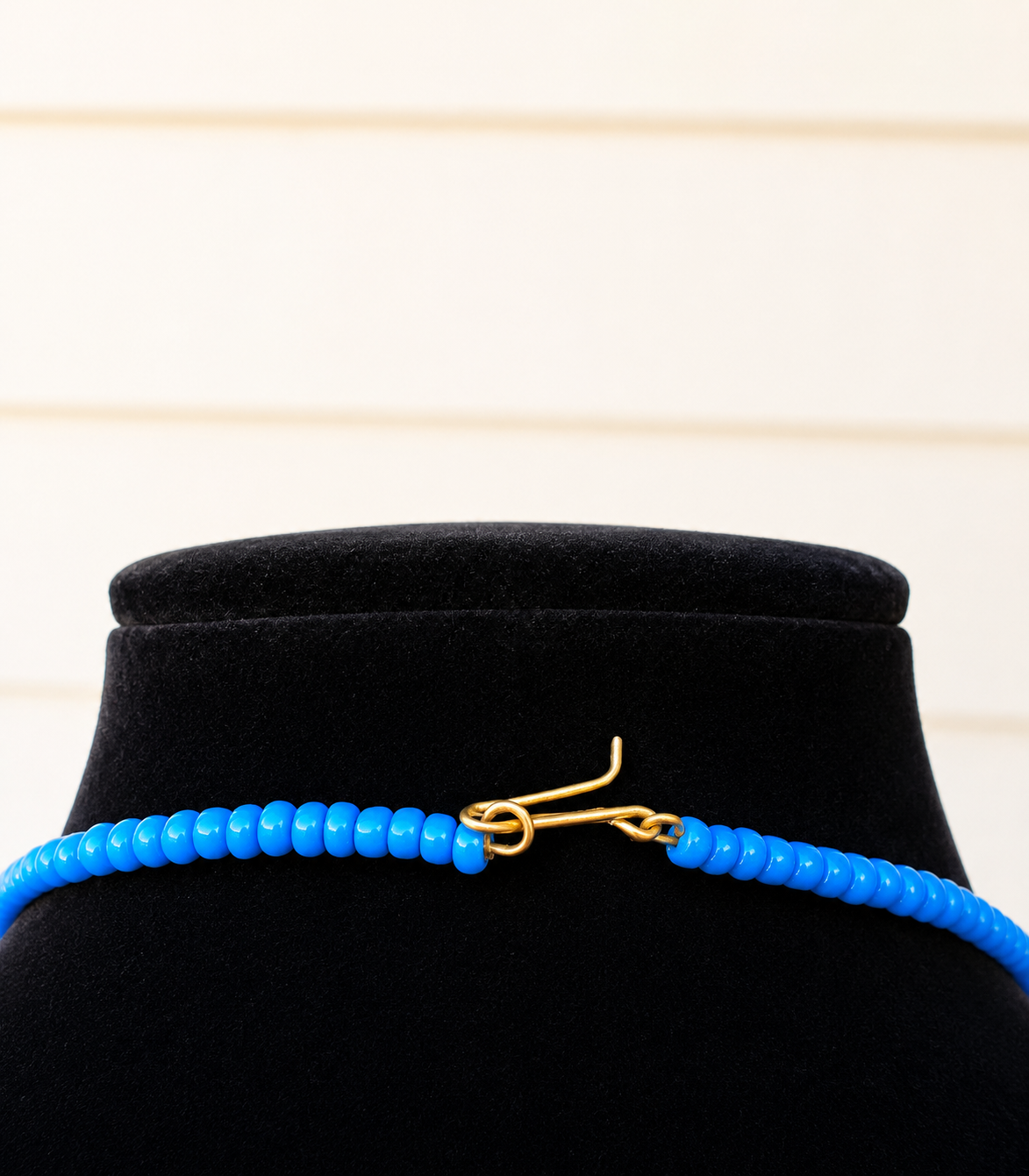 Turquois and Gold Beaded Long Necklace