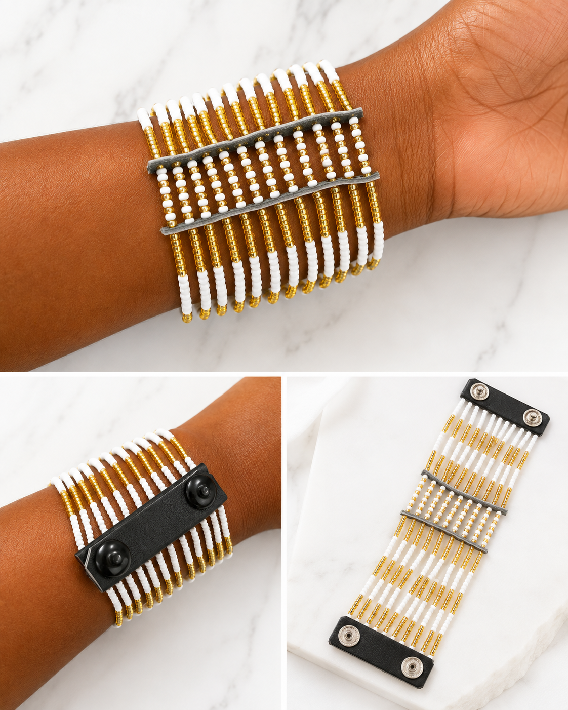 White and Gold beaded bracelet