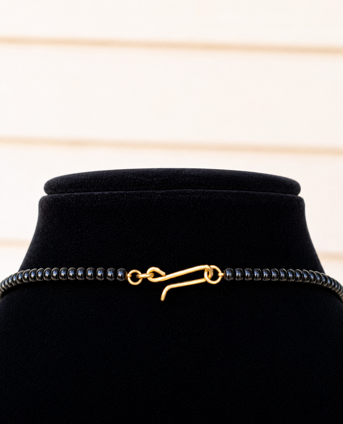 Black and Gold Beaded Long Necklace