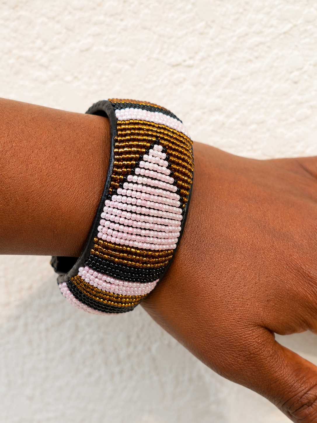 Black, Gold and White Thick Bracelet