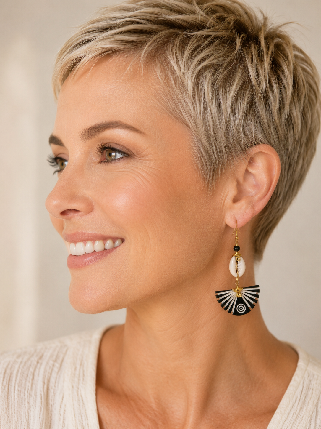 Black and White half-moon Earrings