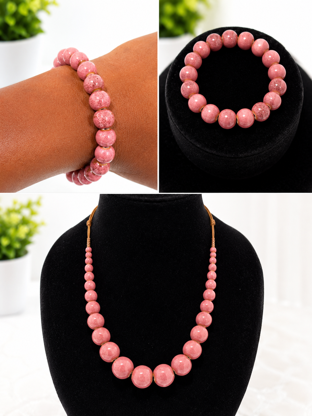 Coral Necklace and Bracelet