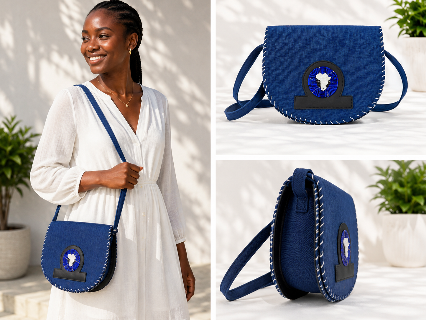 Blue Handmade Crossbody Bag
