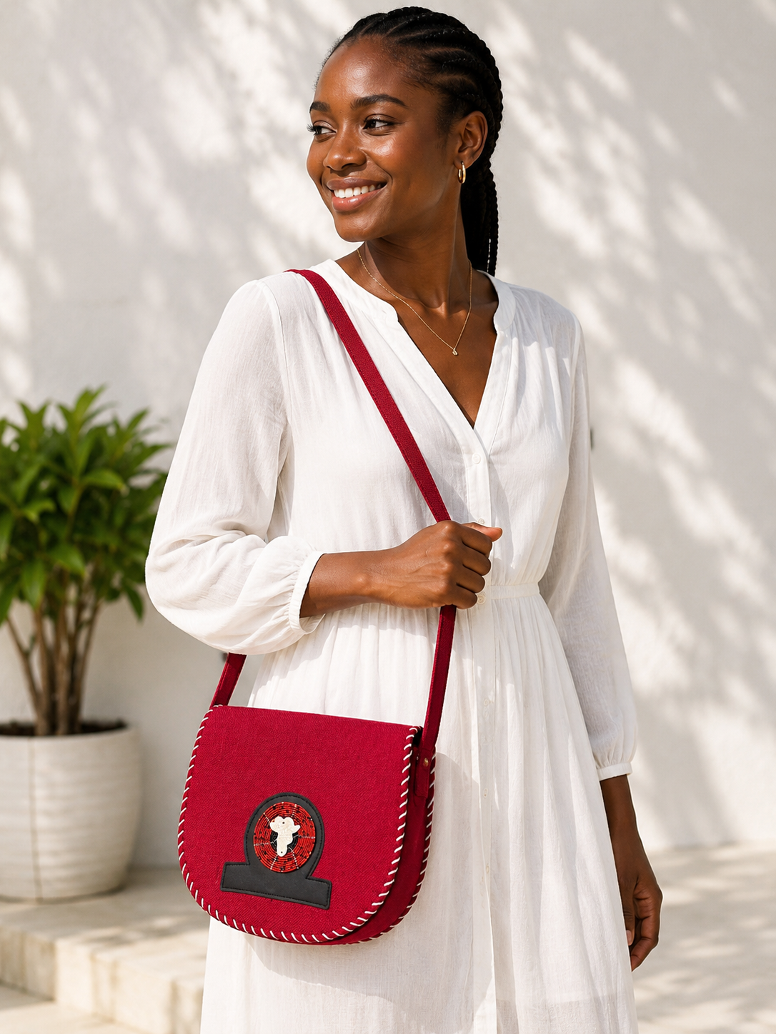 Red Handmade Crossbody Bag