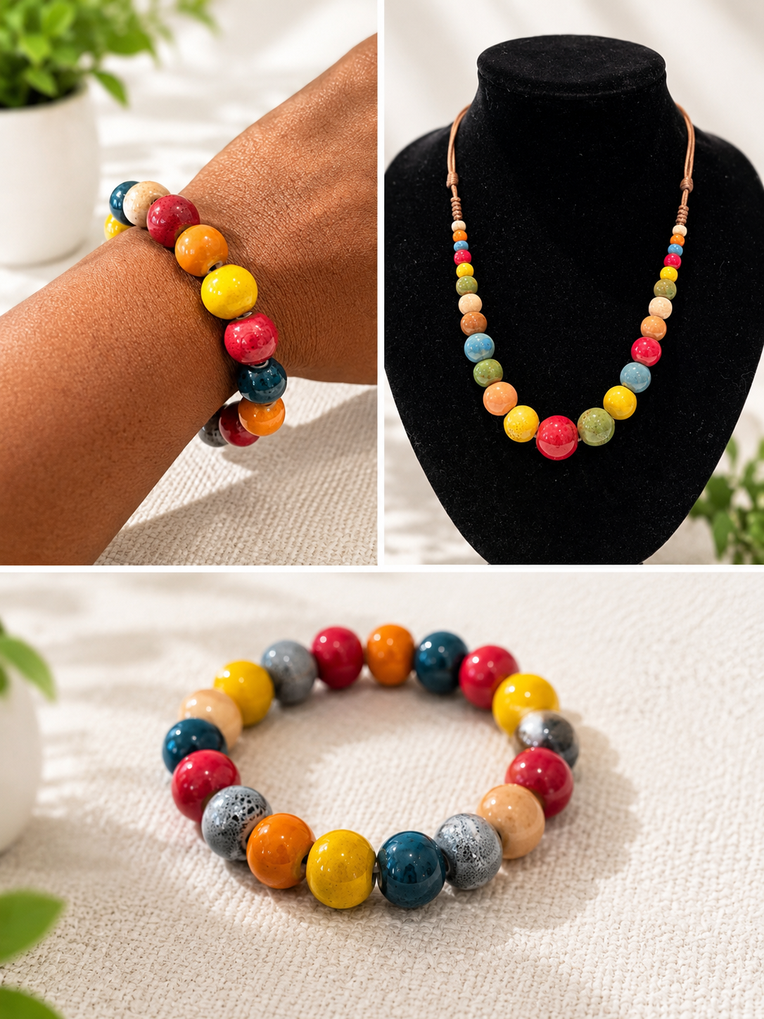 Multicolored Necklace and Bracelet