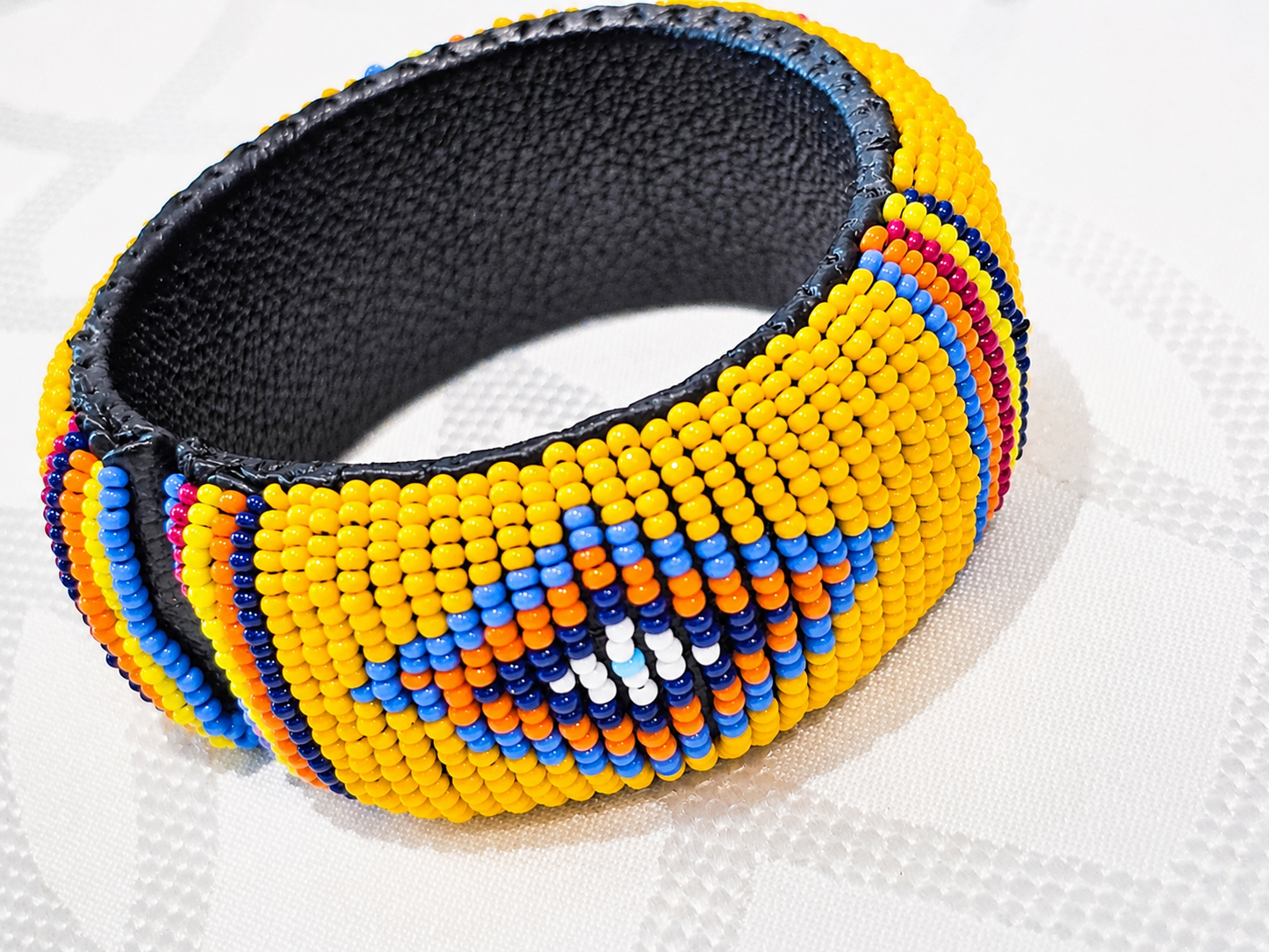 Orange Beaded big Bracelet front