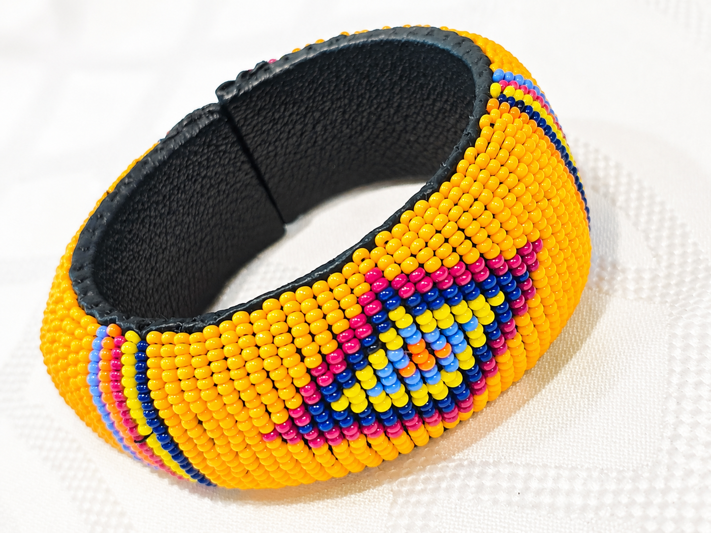 Orange Beaded big Bracelet front