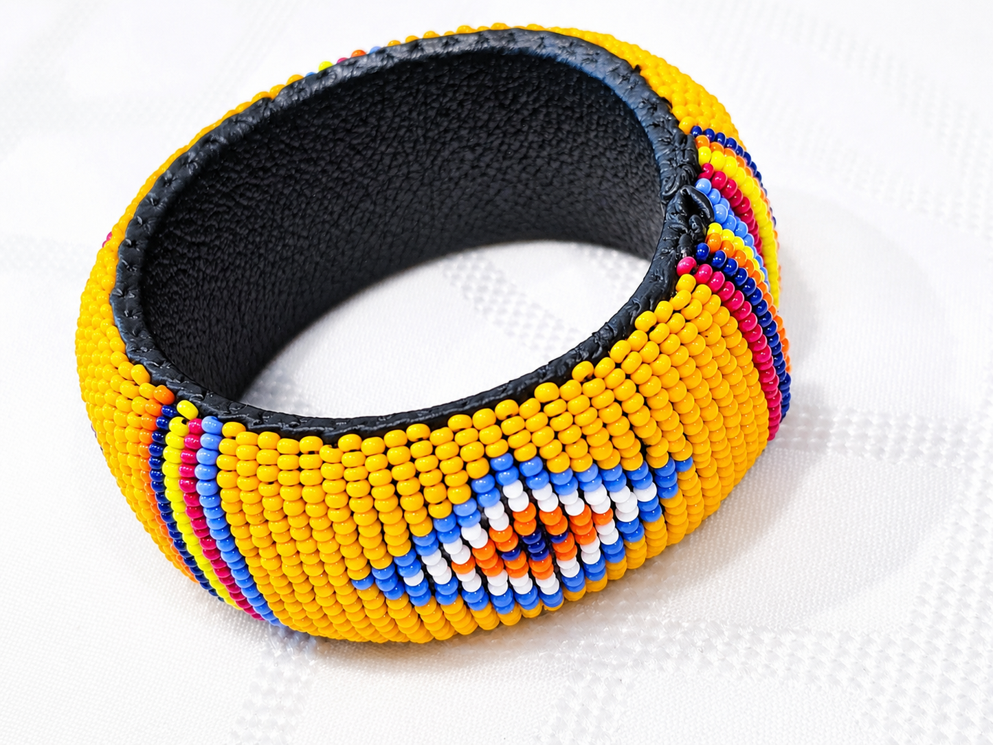 Orange Beaded big Bracelet front