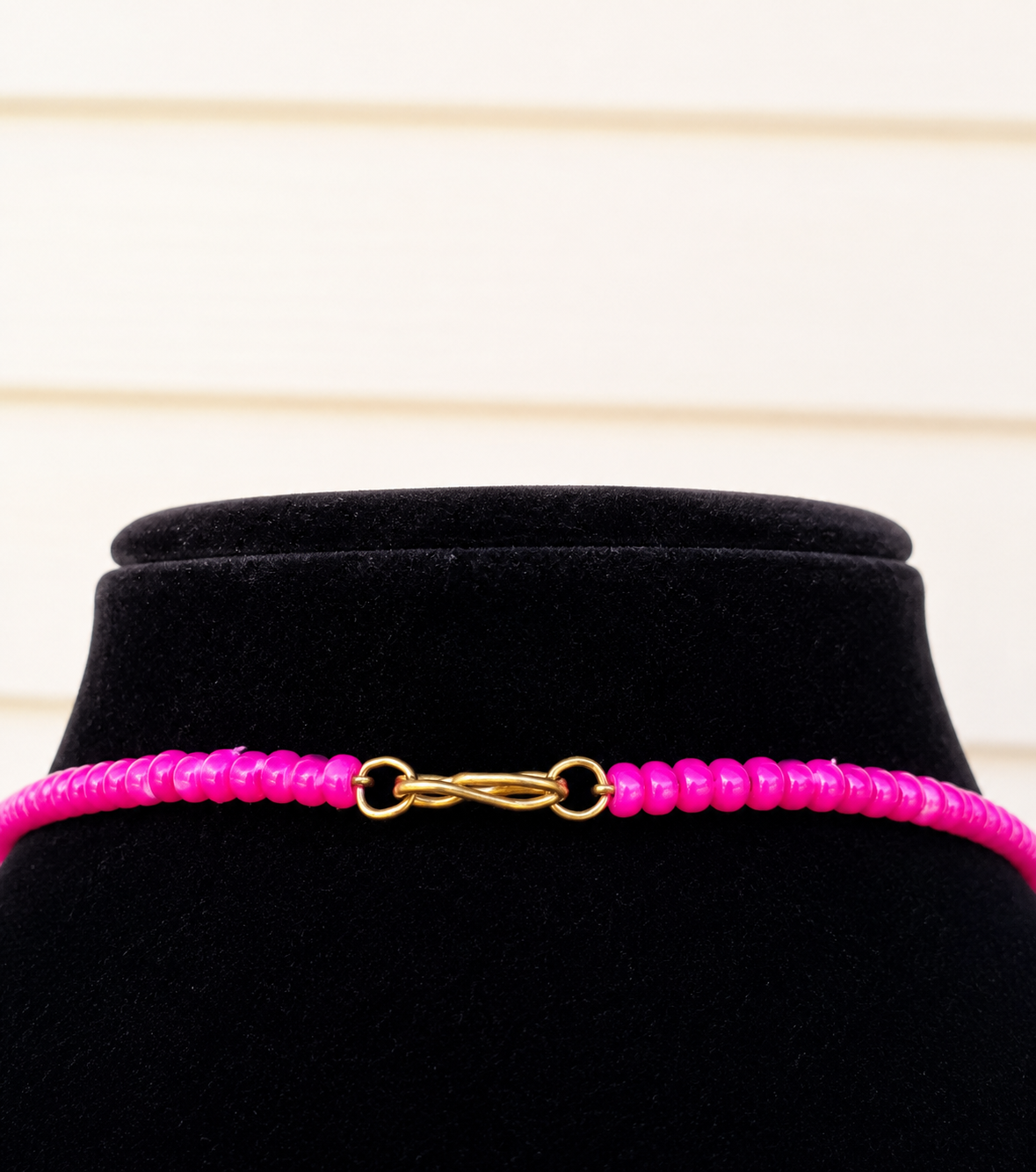 Pink and Gold Beaded Long Necklace