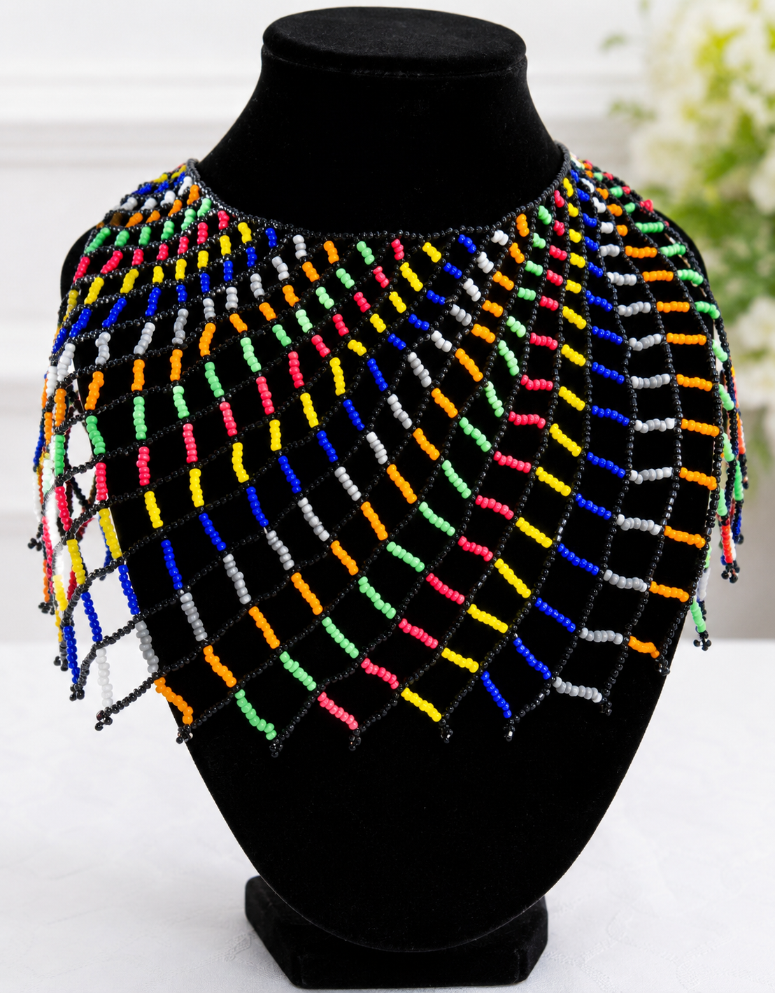 Rainbow Beaded Shoulder Necklace