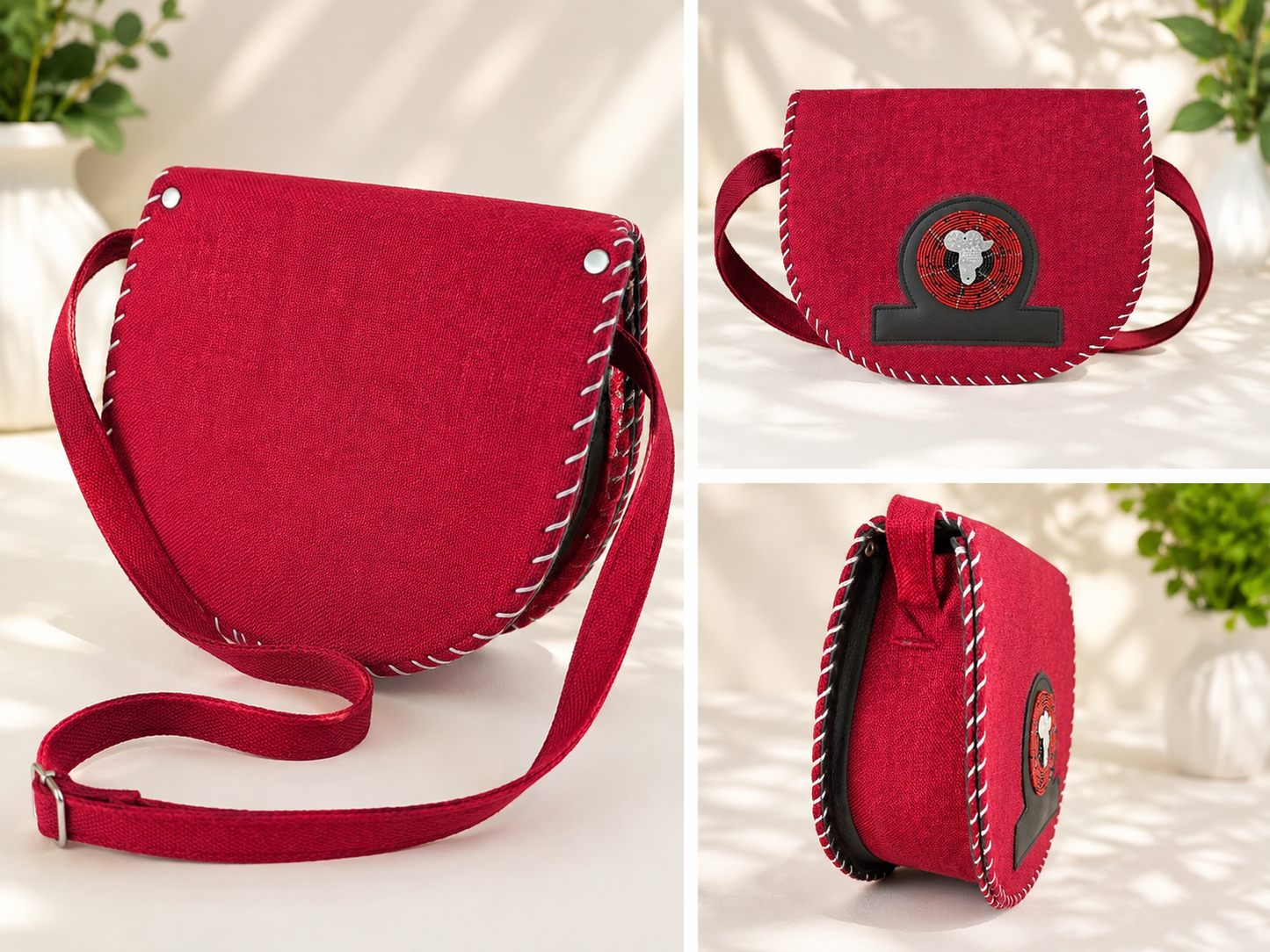 Red Handmade Crossbody Bag