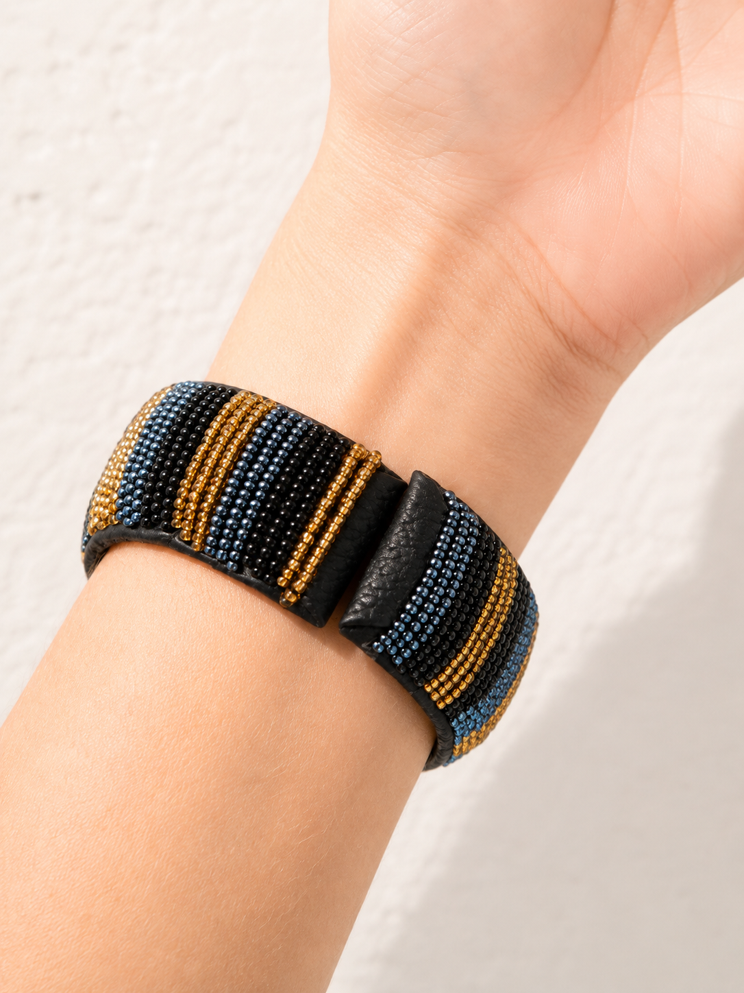 Unique Grey, Black and Gold Big bracelet