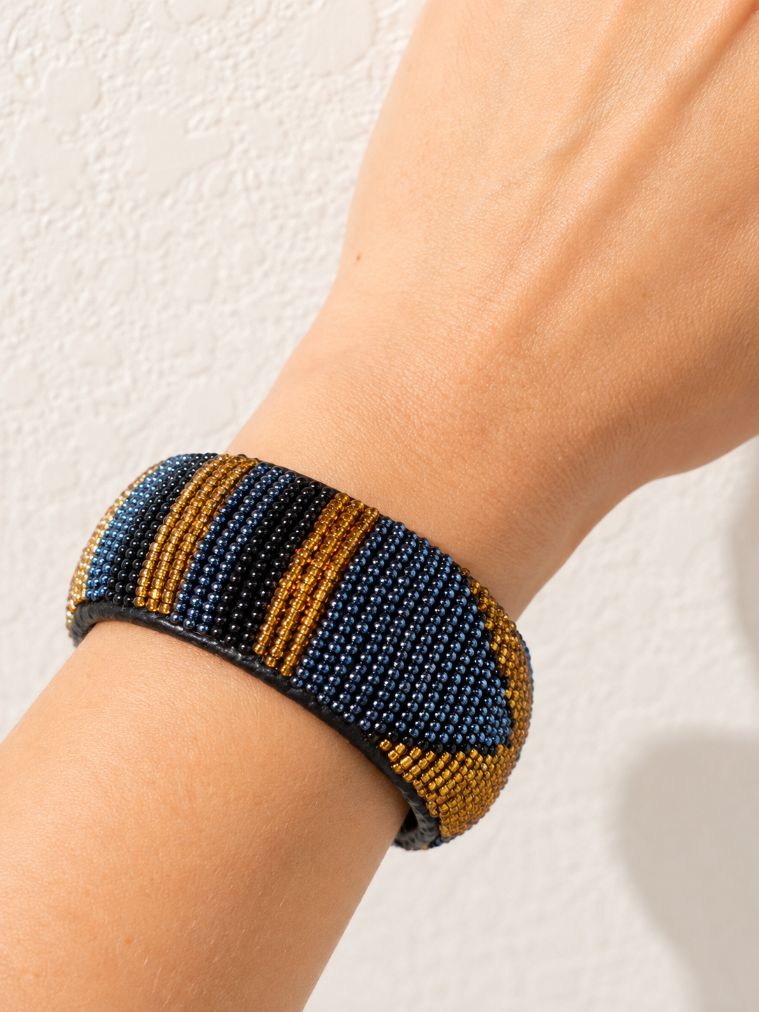 Unique Grey, Black and Gold Big bracelet