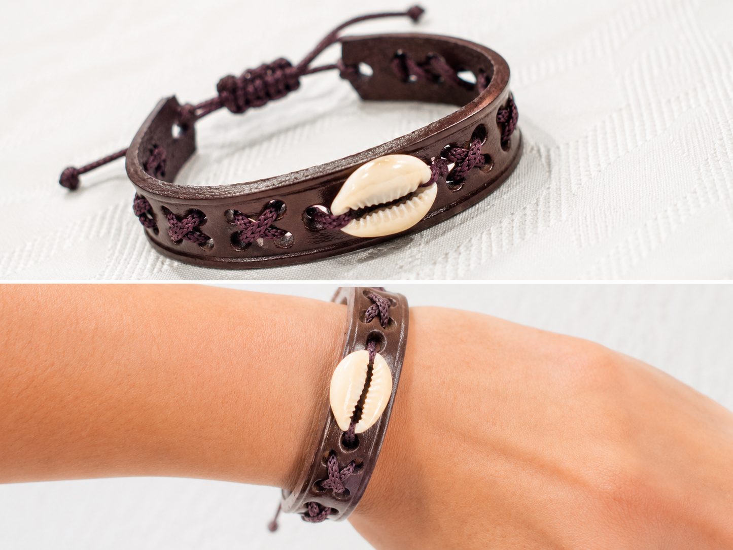 Unisex Brown Shell Bracelet