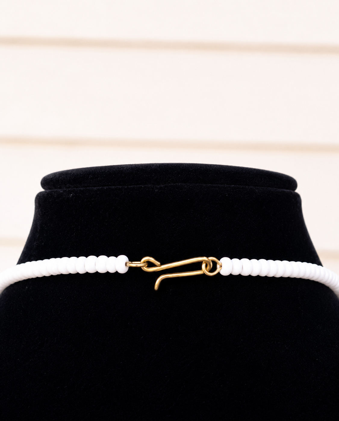 White and Gold Beaded Long Necklace