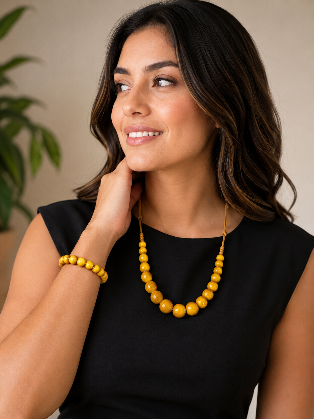 Yellow Necklace and Bracelet